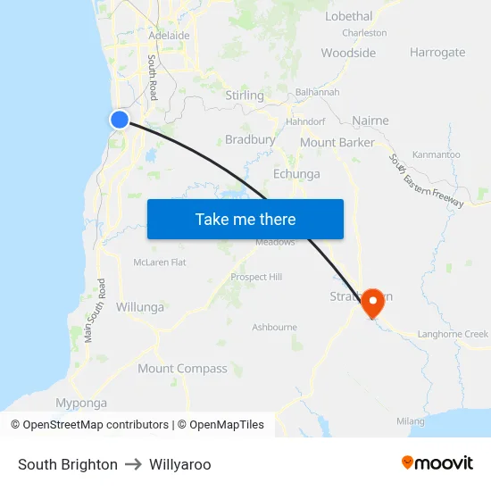 South Brighton to Willyaroo map
