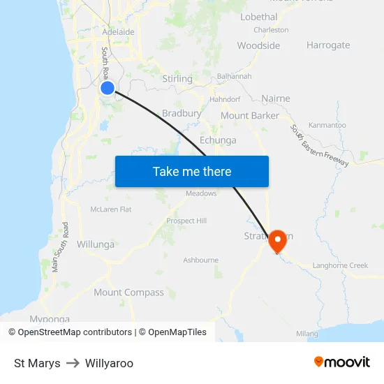 St Marys to Willyaroo map