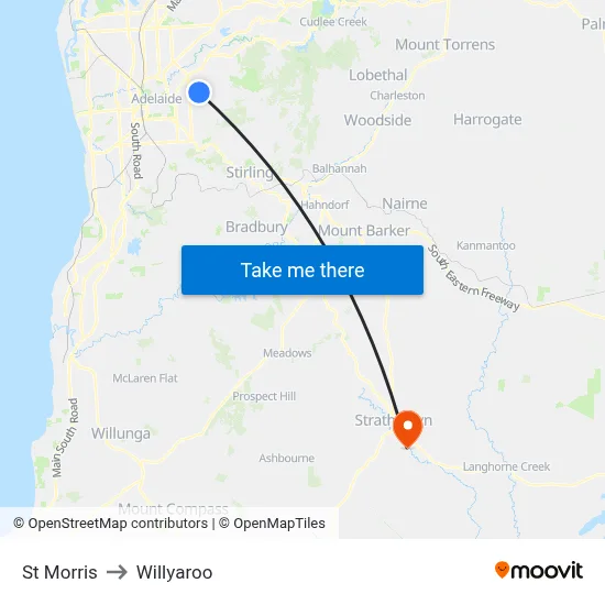 St Morris to Willyaroo map