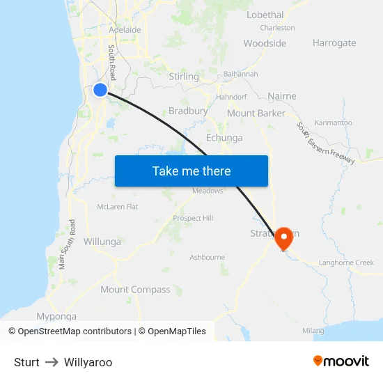 Sturt to Willyaroo map