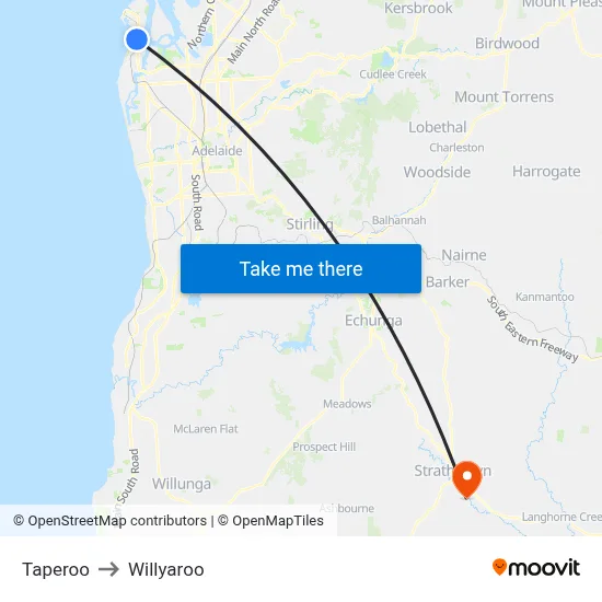 Taperoo to Willyaroo map