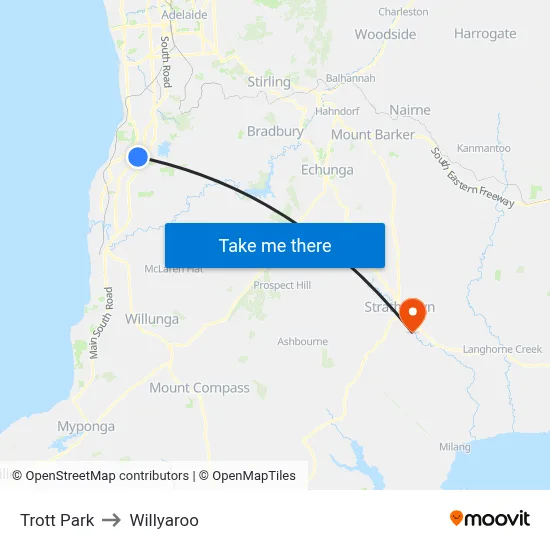 Trott Park to Willyaroo map