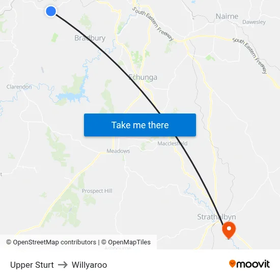 Upper Sturt to Willyaroo map
