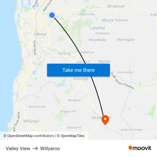 Valley View to Willyaroo map