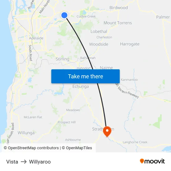 Vista to Willyaroo map