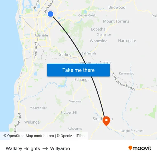 Walkley Heights to Willyaroo map