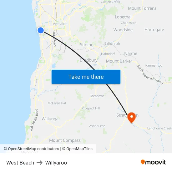 West Beach to Willyaroo map
