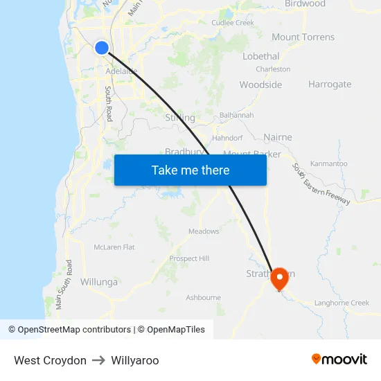 West Croydon to Willyaroo map