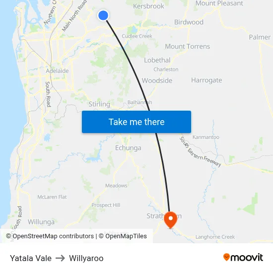 Yatala Vale to Willyaroo map