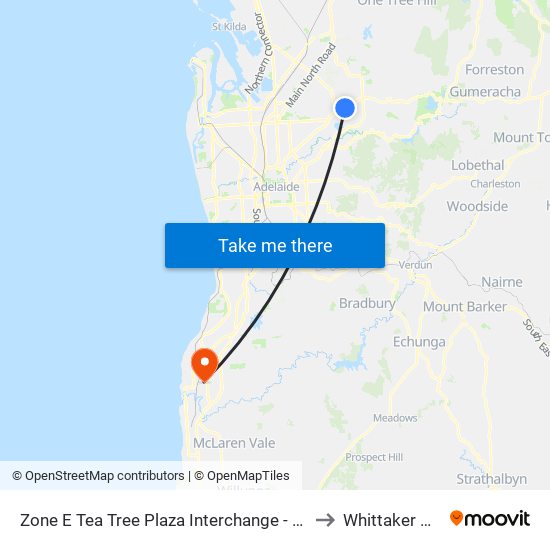 Zone E Tea Tree Plaza Interchange - East side to Whittaker Ward map