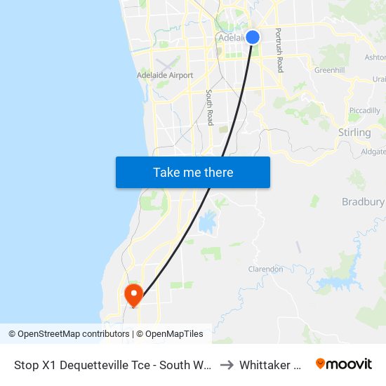 Stop X1 Dequetteville Tce - South West side to Whittaker Ward map