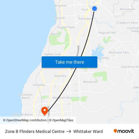 Zone B Flinders Medical Centre to Whittaker Ward map