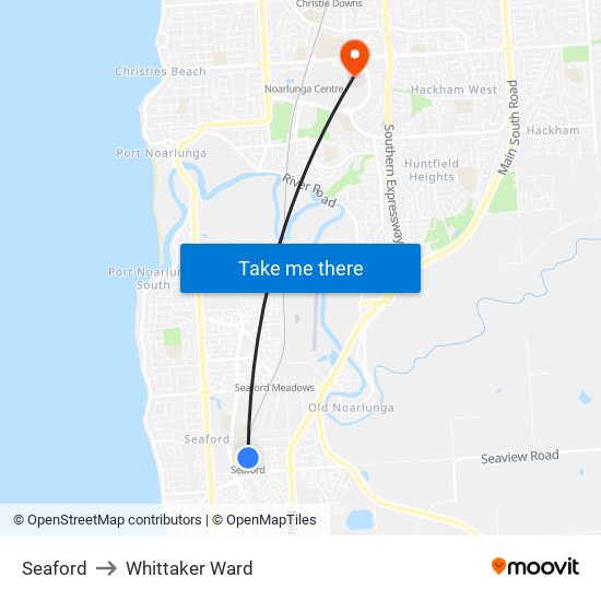 Seaford to Whittaker Ward map