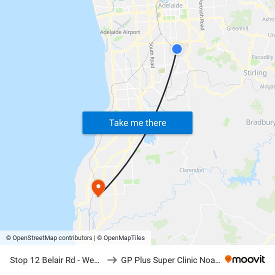 Stop 12 Belair Rd - West side to GP Plus Super Clinic Noarlunga map