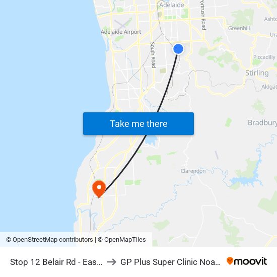 Stop 12 Belair Rd - East side to GP Plus Super Clinic Noarlunga map
