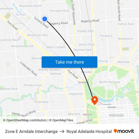 Zone E Arndale Interchange to Royal Adelaide Hospital map