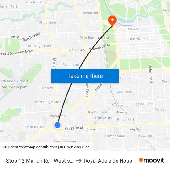 Stop 12 Marion Rd - West side to Royal Adelaide Hospital map