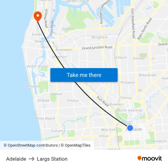 Adelaide to Largs Station map