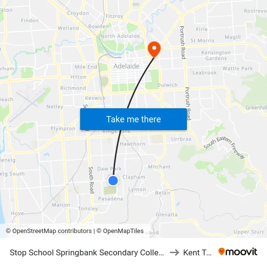 Stop School Springbank Secondary College Daws Rd to Kent Town map
