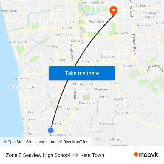 Zone B Seaview High School to Kent Town map