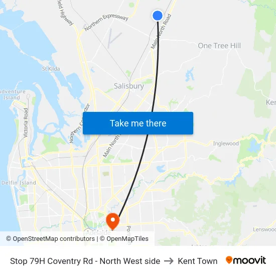Stop 79H Coventry Rd - North West side to Kent Town map