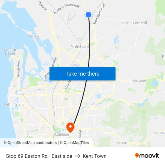 Stop 69 Easton Rd - East side to Kent Town map