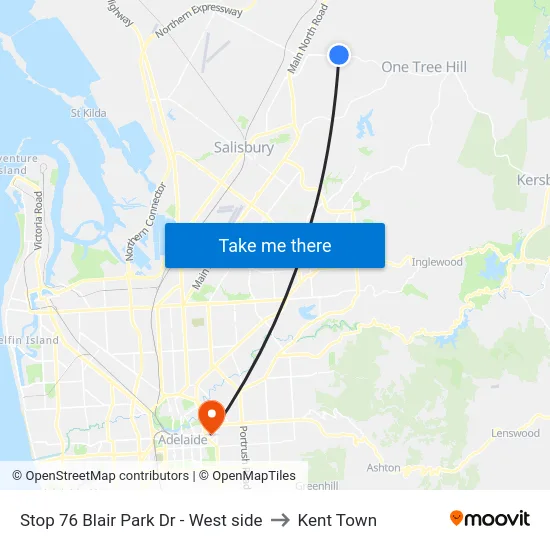 Stop 76 Blair Park Dr - West side to Kent Town map