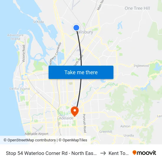 Stop 54 Waterloo Corner Rd - North East side to Kent Town map