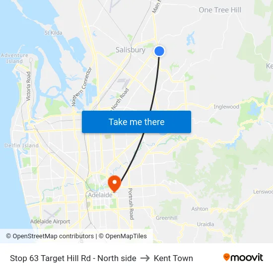 Stop 63 Target Hill Rd - North side to Kent Town map