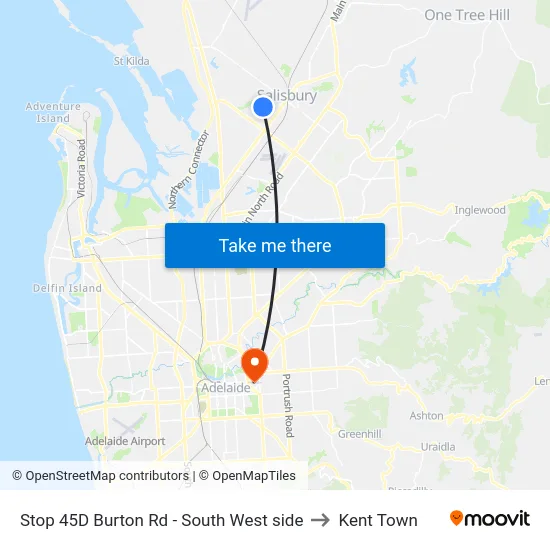 Stop 45D Burton Rd - South West side to Kent Town map