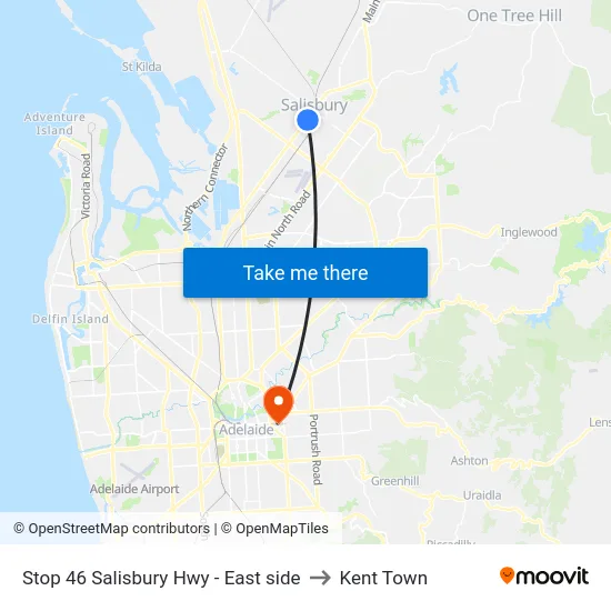 Stop 46 Salisbury Hwy - East side to Kent Town map