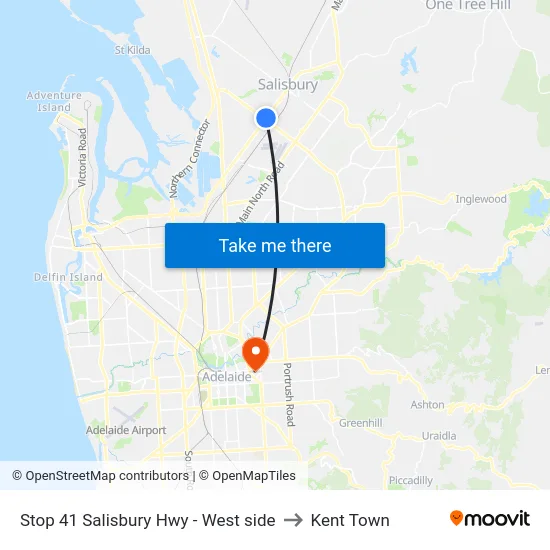Stop 41 Salisbury Hwy - West side to Kent Town map