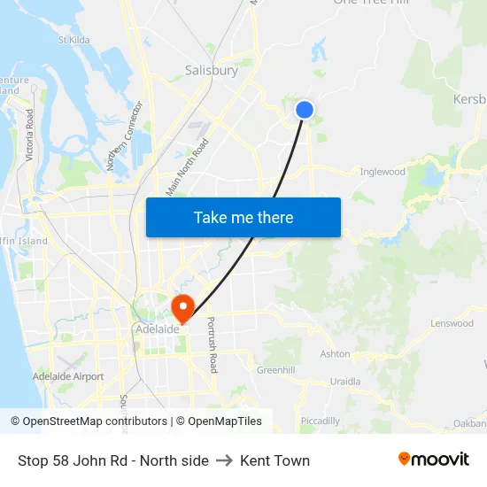 Stop 58 John Rd - North side to Kent Town map