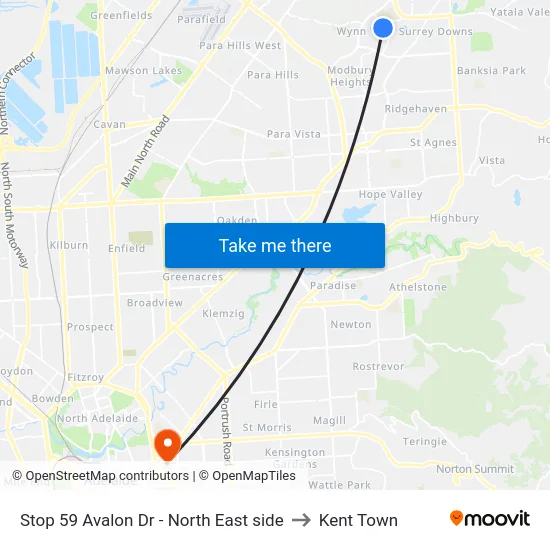 Stop 59 Avalon Dr - North East side to Kent Town map