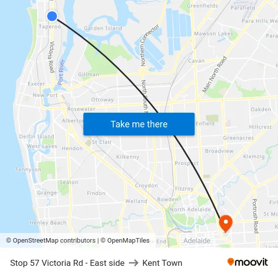 Stop 57 Victoria Rd - East side to Kent Town map