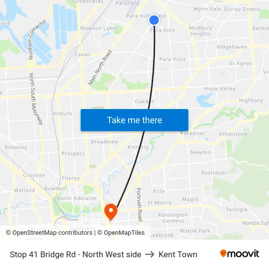 Stop 41 Bridge Rd - North West side to Kent Town map