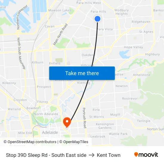 Stop 39D Sleep Rd - South East side to Kent Town map