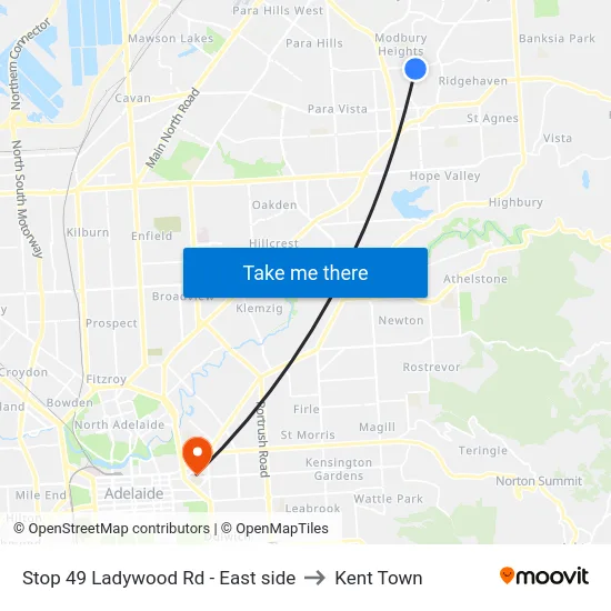 Stop 49 Ladywood Rd - East side to Kent Town map