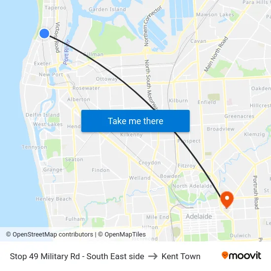 Stop 49 Military Rd - South East side to Kent Town map