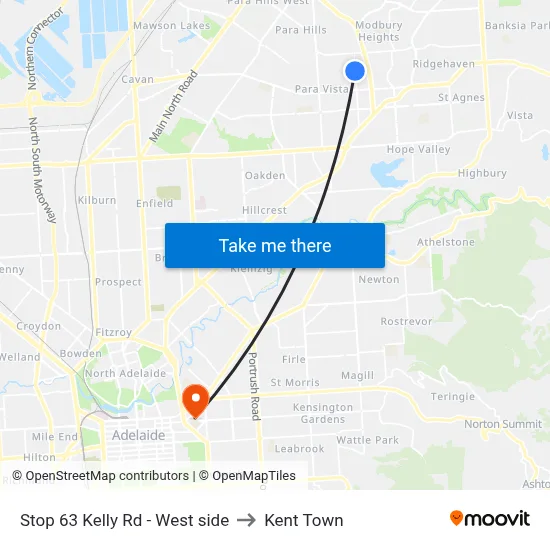 Stop 63 Kelly Rd - West side to Kent Town map