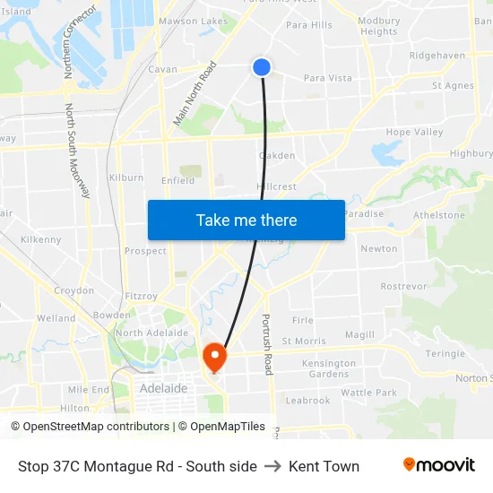 Stop 37C Montague Rd - South side to Kent Town map