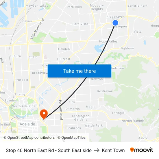 Stop 46 North East Rd - South East side to Kent Town map