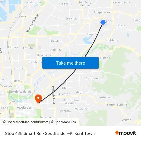 Stop 43E Smart Rd - South side to Kent Town map