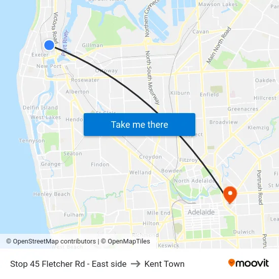 Stop 45 Fletcher Rd - East side to Kent Town map