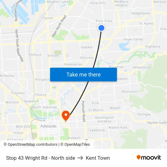 Stop 43 Wright Rd - North side to Kent Town map
