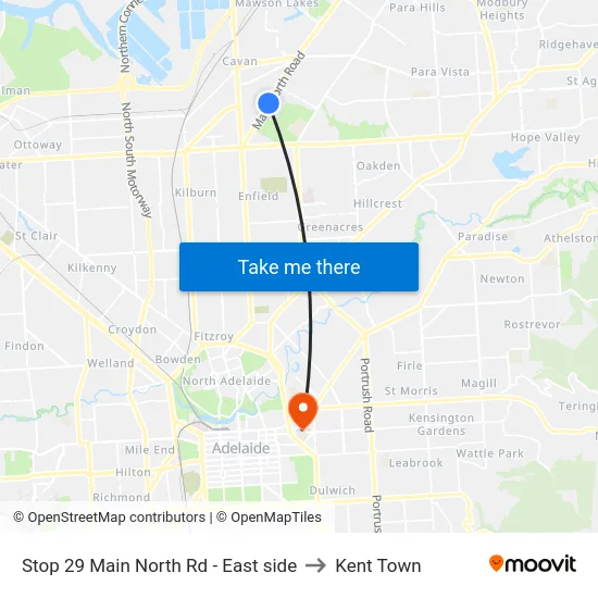 Stop 29 Main North Rd - East side to Kent Town map