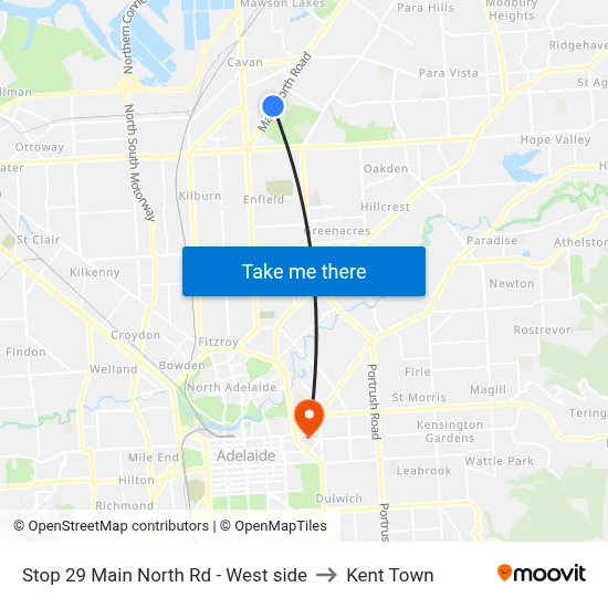 Stop 29 Main North Rd - West side to Kent Town map