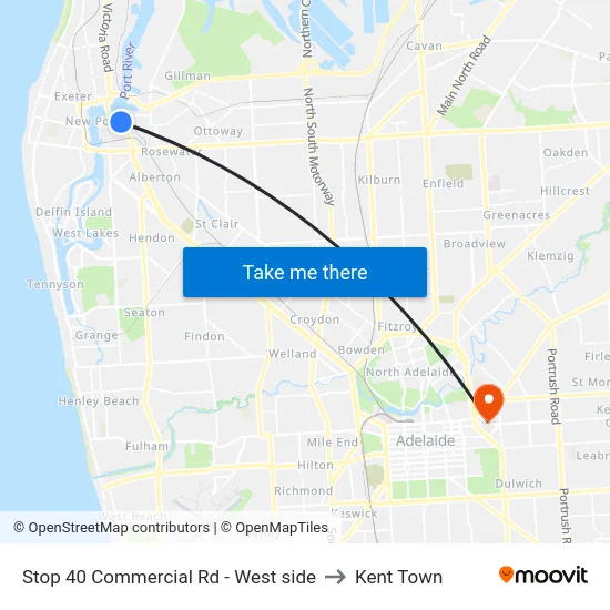 Stop 40 Commercial Rd - West side to Kent Town map