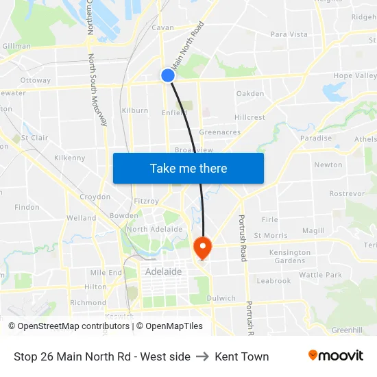 Stop 26 Main North Rd - West side to Kent Town map