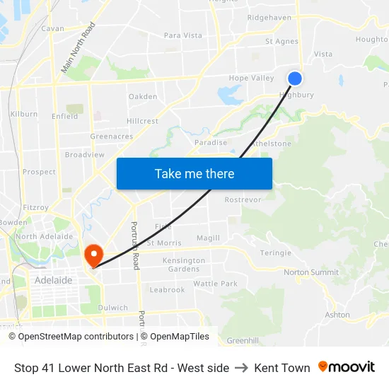 Stop 41 Lower North East Rd - West side to Kent Town map